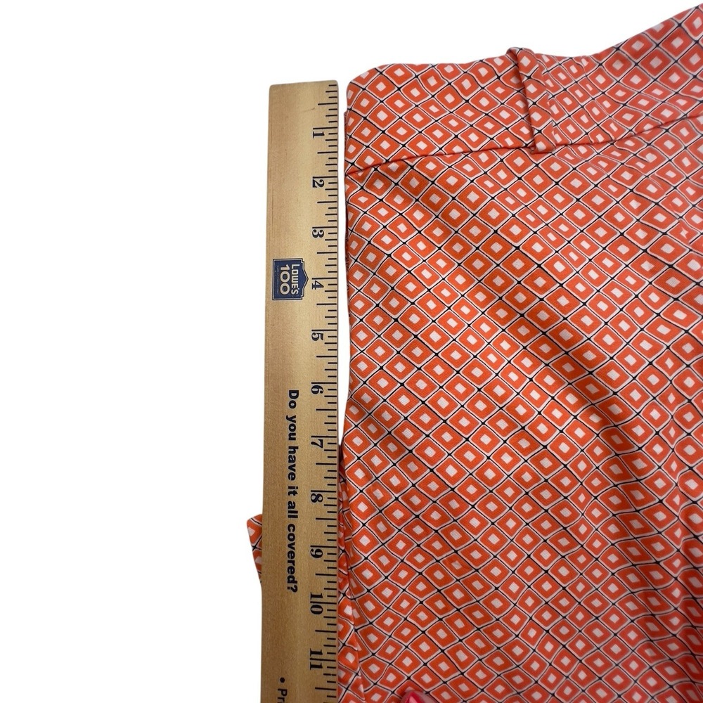 Ann Taylor Bermuda/Boardwalk Short Deep Orange‎ Geometric Print Stretch Size 4 - Picture 8 of 9